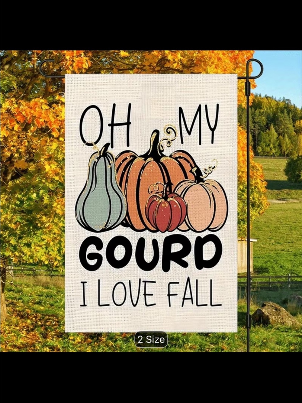 Oh My Gourd Fall Garden Flag - Neutral & Orange